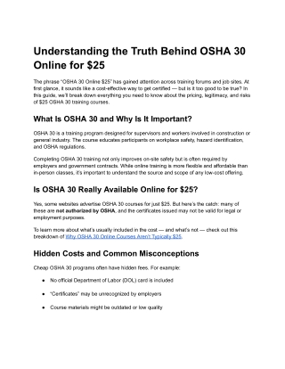 Understanding the Truth Behind OSHA 30 Online for $25