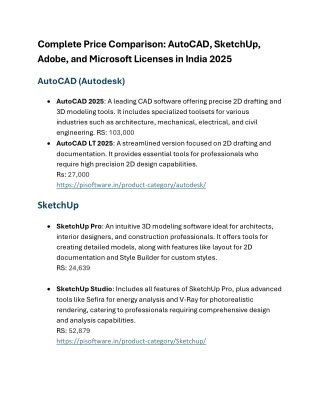 Complete Price Comparison: AutoCAD, SketchUp, Adobe & Microsoft Licenses – India