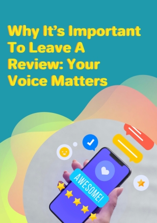 Why Its's Important To Leave A Review : Your Voice Matters