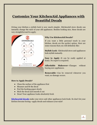 Customize Your KitchenAid Appliances with Beautiful Decals