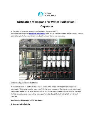 Distillation Membrane for Water Purification | Oxymotec