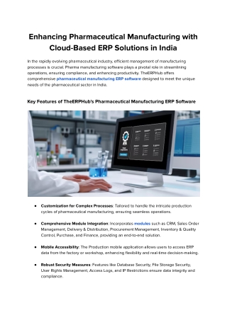 Cloud ERP for Pharmaceutical Manufacturing | TheERPHub