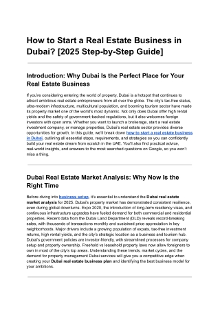 How to Start a Real Estate Business in Dubai