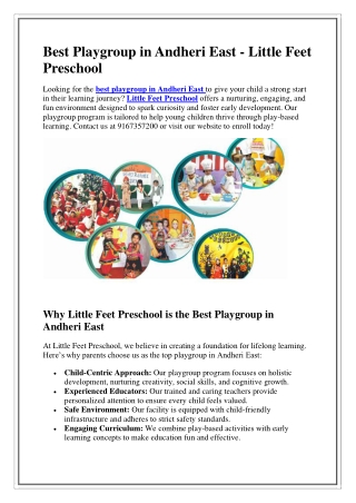 best playgroup in andheri east little feet