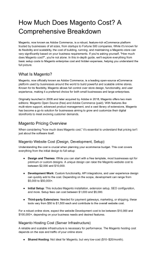How Much Does Magento Cost? | Magento Pricing Guide 2025
