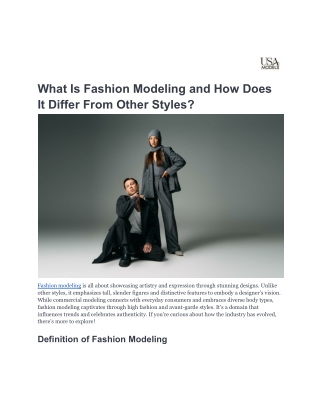 What Is Fashion Modeling and How Does It Differ From Other Styles-USA Models