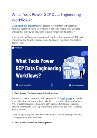Google Cloud Data Engineer Training in Bangalore | Visualpath