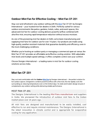 Mist Fan for Outdoor Cooling | Mist Fan Dealers in Delhi