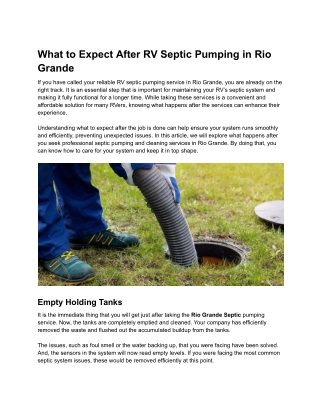 What to Expect After RV Septic Pumping in Rio Grande