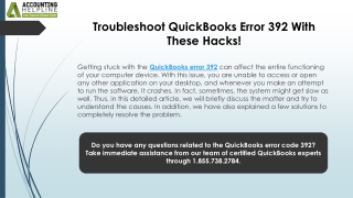 How to tackle QuickBooks Error 392