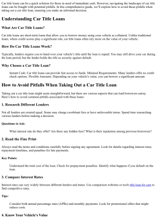 car title loans can be a quick solution for those