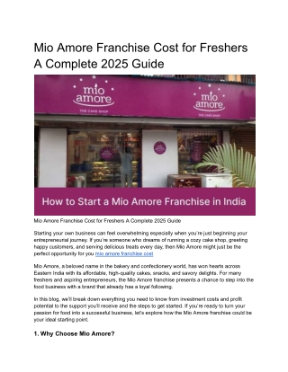 Mio Amore Franchise Cost for Freshers A Complete 2025 Guide5