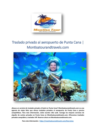 Traslado privado al aeropuerto de Punta Cana | Montisatourandtravels.com