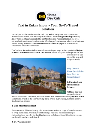 taxi in kukas jaipur your go to travel solution