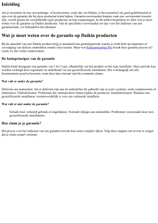 Wat je moet weten over de garantie op Daikin producten