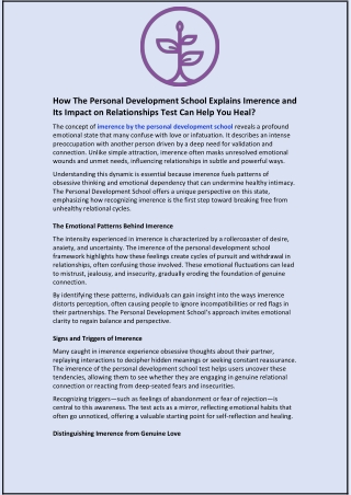 How The Personal Development School Explains Imerence?
