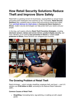 How Retail Security Solutions Reduce Theft and Improve Store Safety