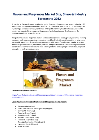 Flavors and Fragrances Market Size, Share, Growth, 2032