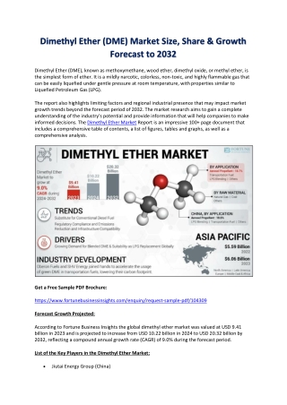 Emerging Trends in Dimethyl Ether Market and Future Industry Landscape by 2032