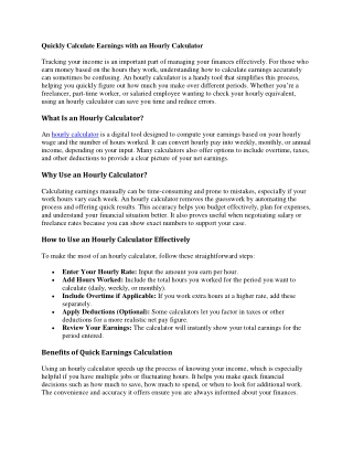 Hourly Calculator