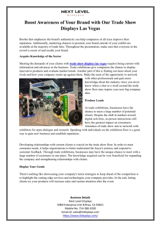 Boost Awareness of Your Brand with Our Trade Show Displays Las Vegas
