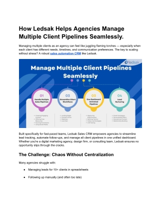 How Ledsak Helps Agencies Manage Multiple Client Pipelines Seamlessly