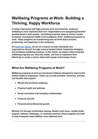 Wellbeing Programs at Work_ Building a Thriving, Happy Workforce