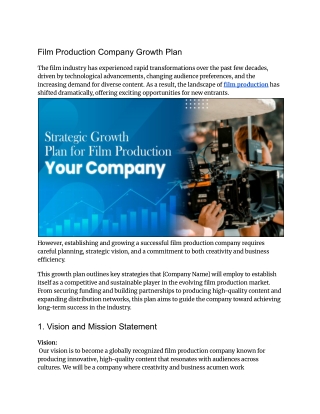 Film Production Company Growth Plan