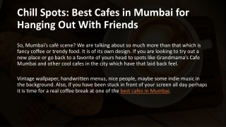 Chill Spots- Best Cafes in Mumbai for Hanging Out With Friends