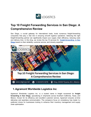 Top 10 Freight Forwarding Services in San Diego_ A Comprehensive Review