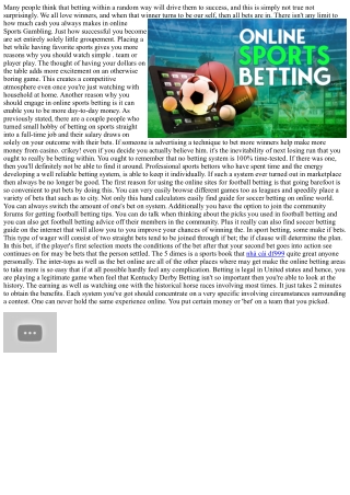 Football Betting System - Learn The Straight Wager Head On