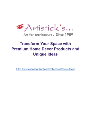 Transform Your Space with Premium Home Decor Products and Unique Ideas