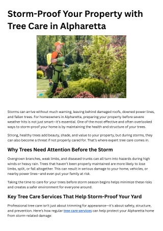 Storm-Proof Your Property with Tree Care in Alpharetta
