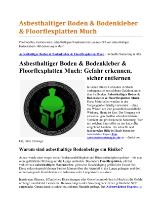 Asbesthaltiger Boden & Bodenkleber & Floorflexplatten Much