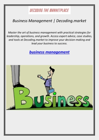 business management decoding market