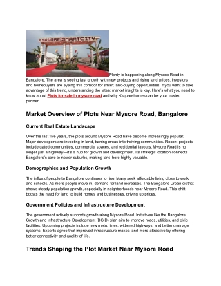 Plots Near Mysore Road Bangalore