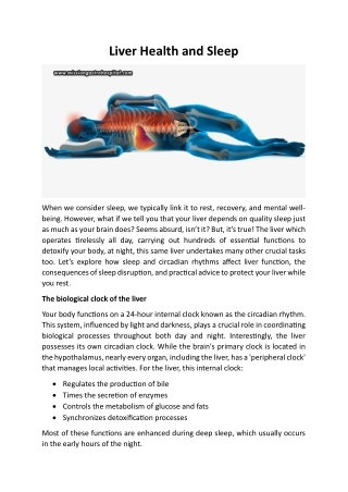 Liver Health And Sleep
