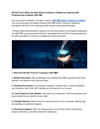 RH Soft Tech Offers the Best Online Training in Kolkata for Aspiring SAP Professionals to Master SAP MM (1)