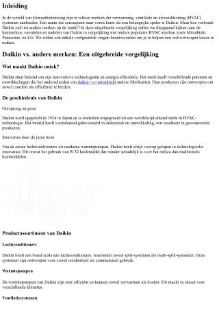 Daikin vs. andere merken: Een uitgebreide vergelijking