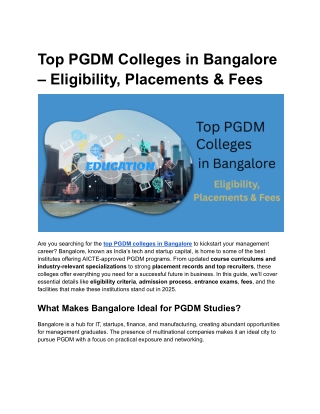 Top PGDM Colleges in Bangalore – Eligibility, Placements & Fees