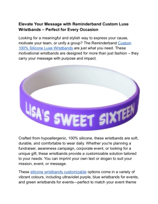 Elevate Your Message with Reminderband Custom Luxe Wristbands – Perfect for Every Occasion
