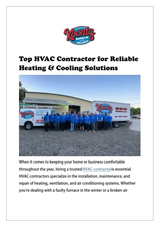 Top HVAC Contractor for Reliable Heating
