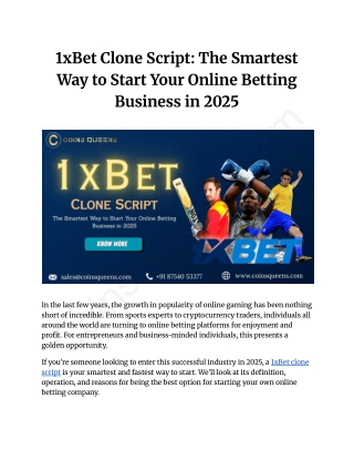1xBet Clone Script_ The Smartest Way to Start Your Online Betting Business in 2025