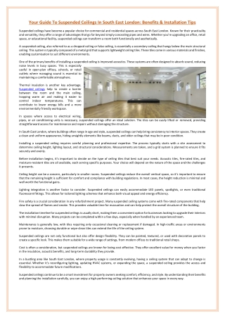 Your Guide To Suspended Ceilings In South East London Benefits & Installation Tips