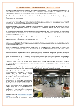 What To Expect From Office Refurbishment Specialists In London