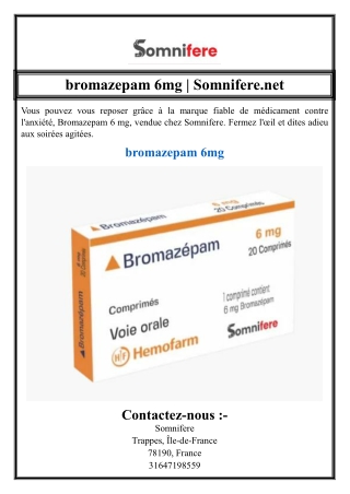 bromazepam 6mg | Somnifere.net