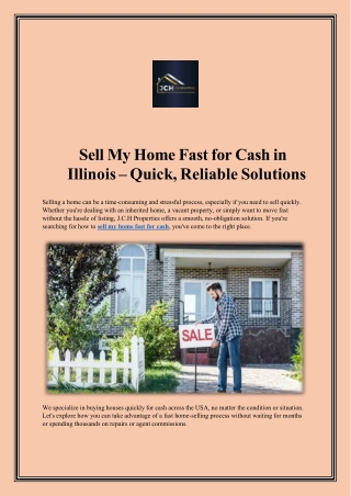 Sell My Home Fast for Cash in Illinois Quick Reliable Solutions