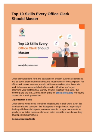 Top 10 Skills Every Office Clerk Should Master