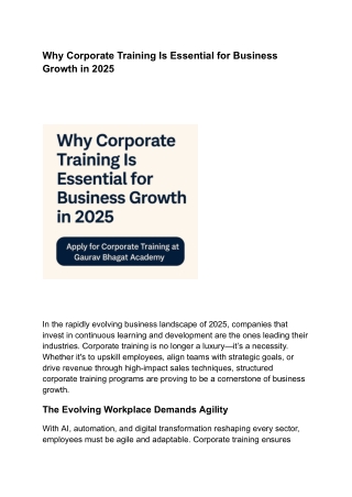 Why Corporate Training Is Essential for Business Growth in 2025