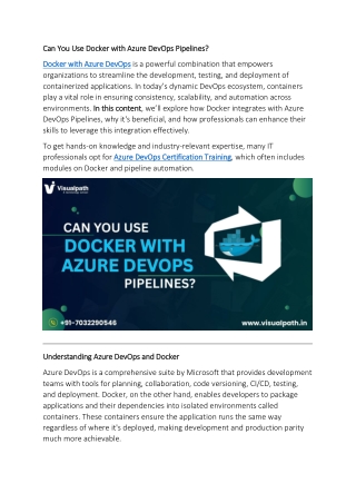 can you use docker with azure devops pipelines